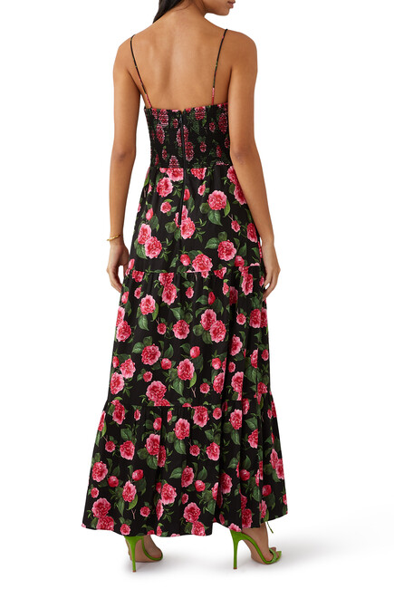 فستان شانتاي طويل بطبعة زهور